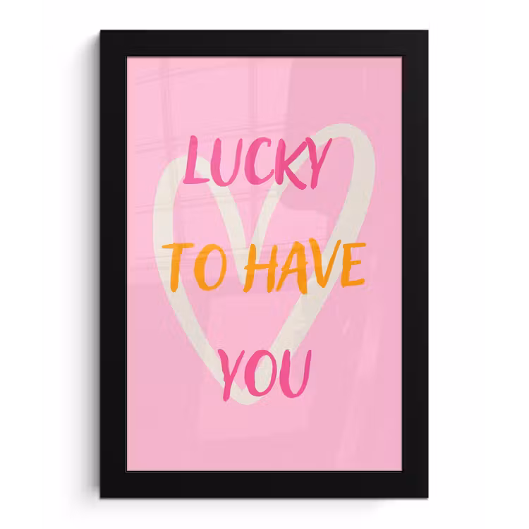 Poster met lijst - Lucky - Love - Valentijn - Roze — 1