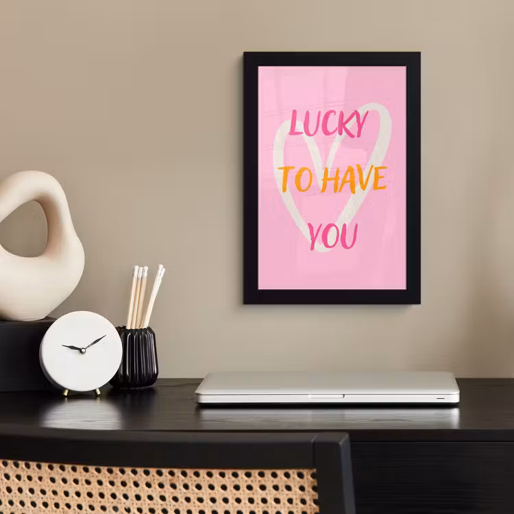 Poster met lijst - Lucky - Love - Valentijn - Roze — 3