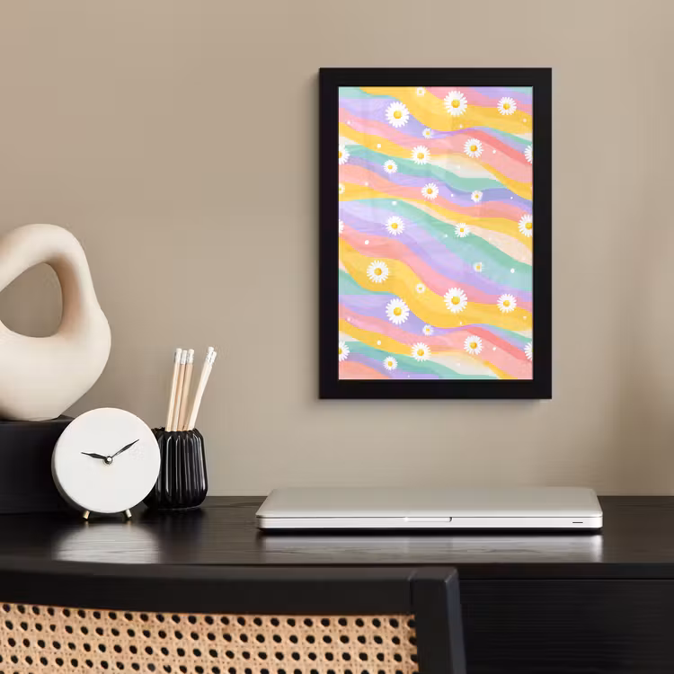 Poster met lijst - Madeliefjes - Kleurrijk - Pastel — 3