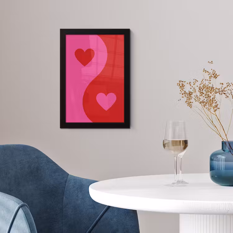 Poster met lijst - Minimalistisch - Rood - Roze - Hartjes — 2
