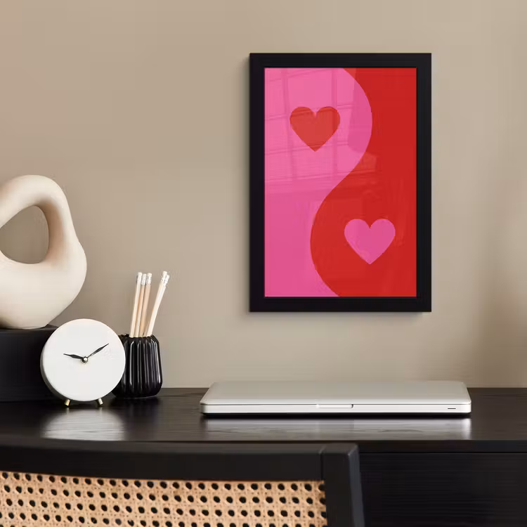 Poster met lijst - Minimalistisch - Rood - Roze - Hartjes — 3