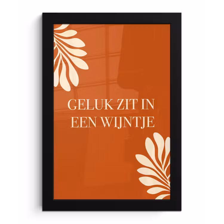 Poster met lijst - Oranje - Wijntje - Quote — 1