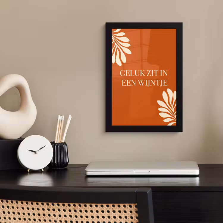 Poster met lijst - Oranje - Wijntje - Quote — 3