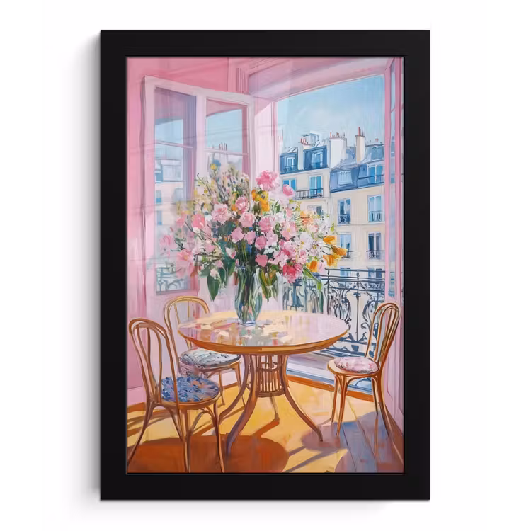 Poster met lijst - Pink - City - Bloemen — 1