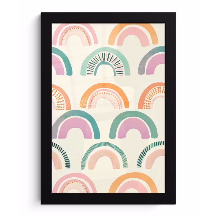 Poster met lijst - Regenboog - Pastel - Patroon — 1