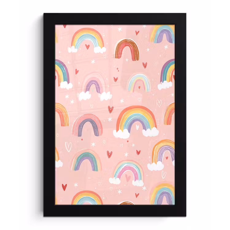 Poster met lijst - Regenboog - Patroon - Pastel — 1