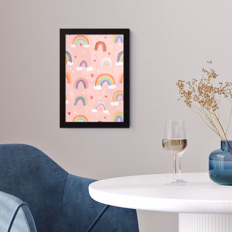 Poster met lijst - Regenboog - Patroon - Pastel — 2