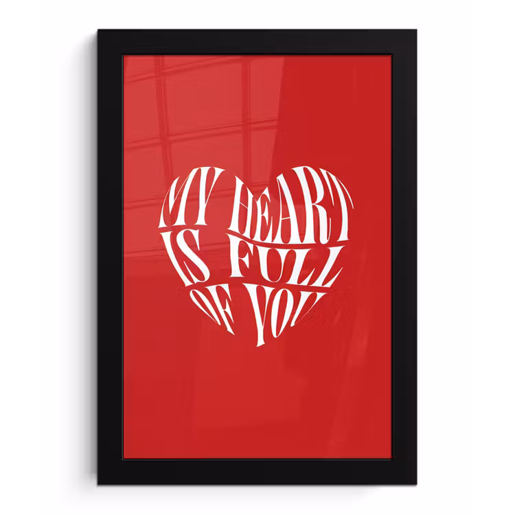 Poster met lijst - Rood - Hart- Tekst - Valentijn — 1