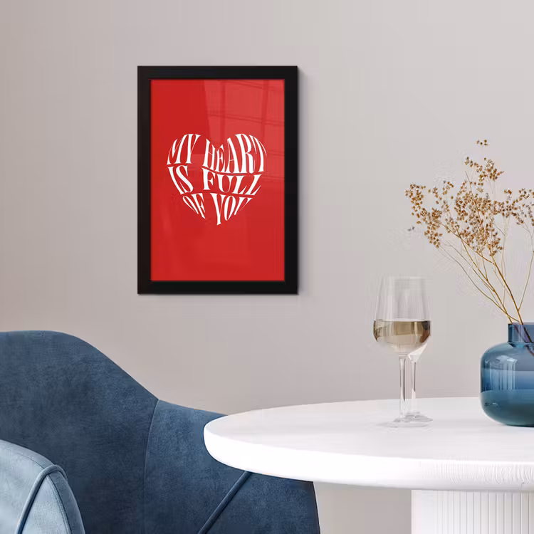 Poster met lijst - Rood - Hart- Tekst - Valentijn — 2