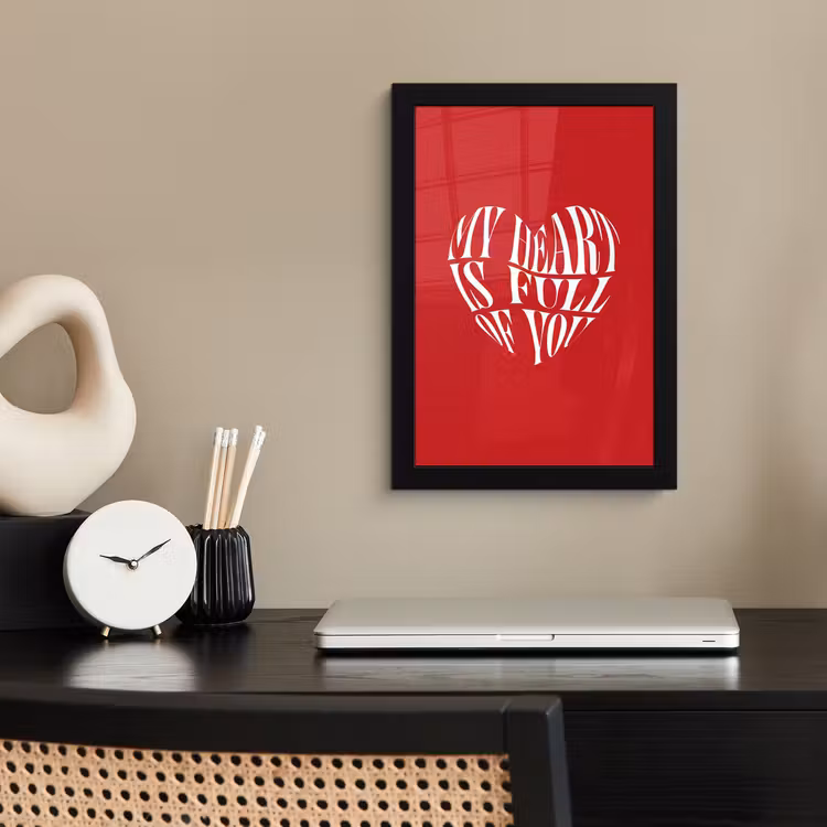 Poster met lijst - Rood - Hart- Tekst - Valentijn — 3