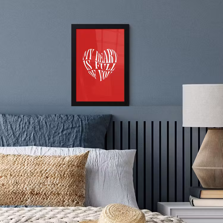 Poster met lijst - Rood - Hart- Tekst - Valentijn — 4