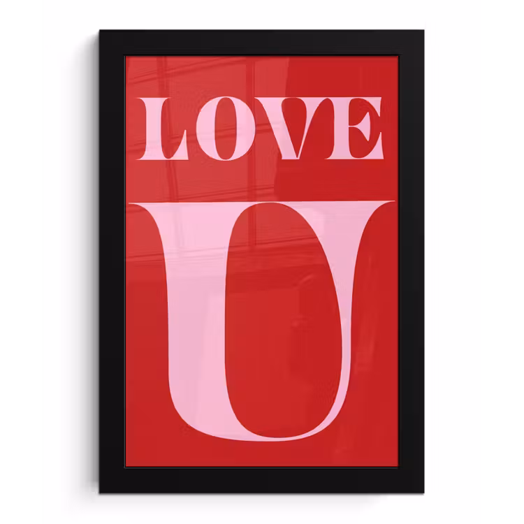 Poster met lijst - Rood - Love - Valentijn - Roze — 1