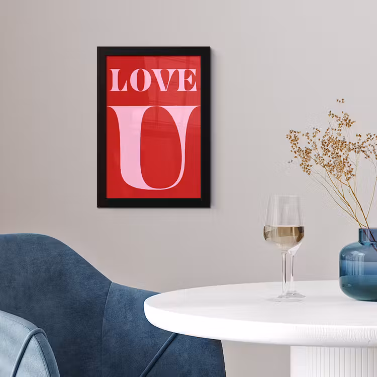 Poster met lijst - Rood - Love - Valentijn - Roze — 2