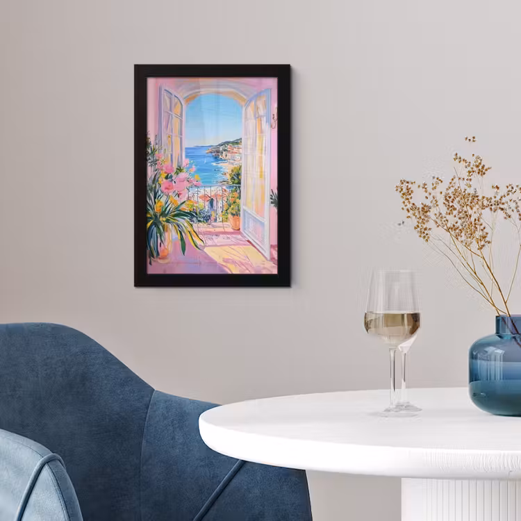 Poster met lijst - Roze - Buiten - Verf — 2