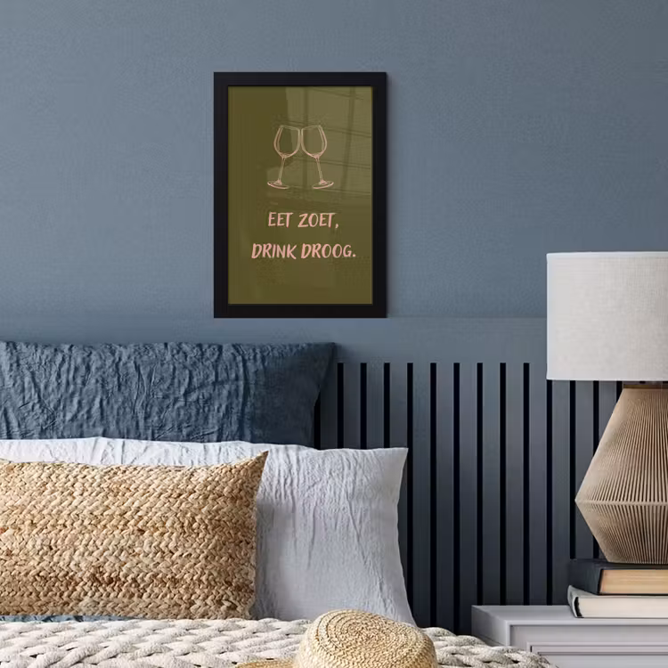 Poster met lijst - Roze - Groen - Wijn - Quote — 4