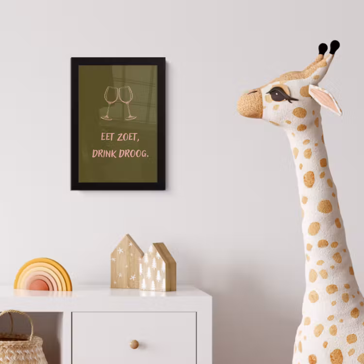 Poster met lijst - Roze - Groen - Wijn - Quote — 5