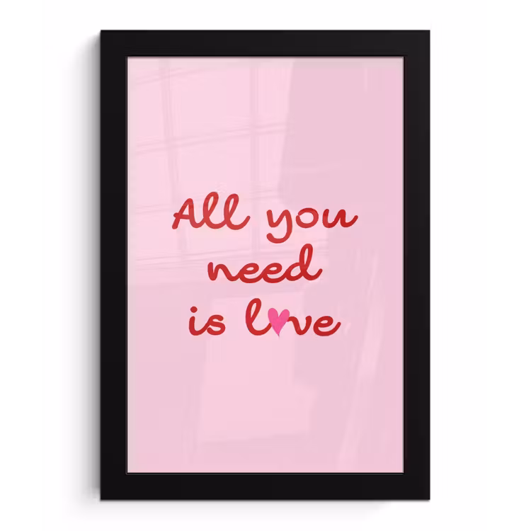 Poster met lijst - Tekst - Roze - Love - Hart — 1