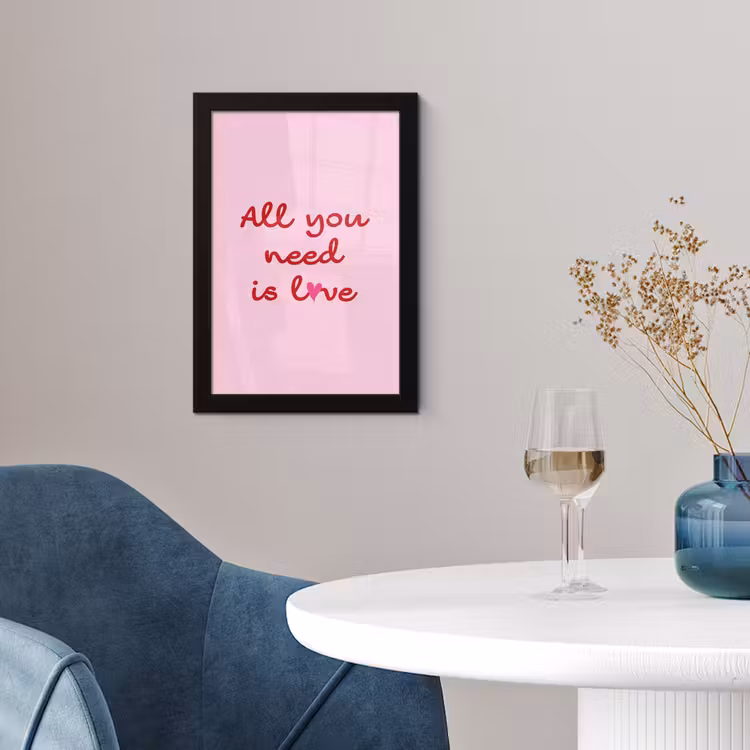 Poster met lijst - Tekst - Roze - Love - Hart — 2