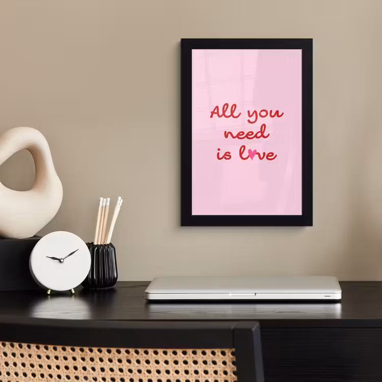 Poster met lijst - Tekst - Roze - Love - Hart — 3