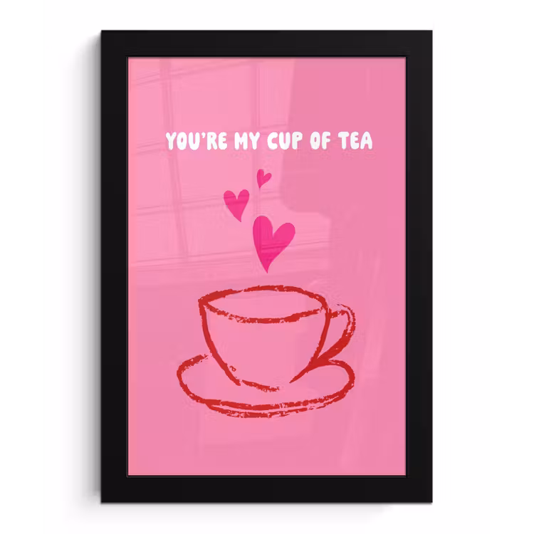 Poster met lijst - Thee - Roze - Valentijn - Tekst — 1
