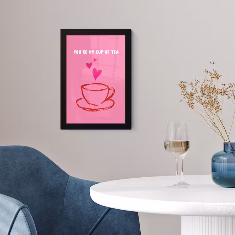 Poster met lijst - Thee - Roze - Valentijn - Tekst — 2