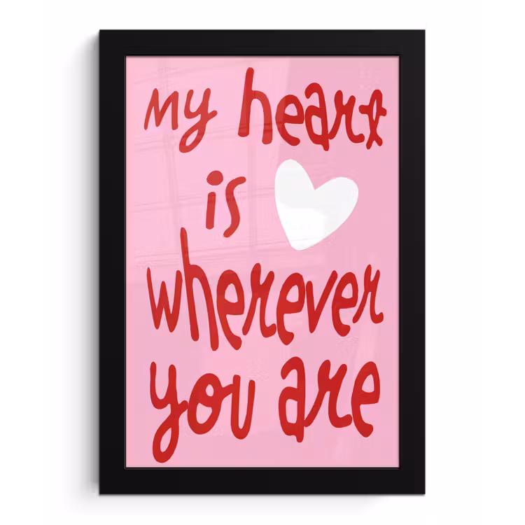 Poster met lijst - Valentijn - Hart - Liefde - Roze — 1
