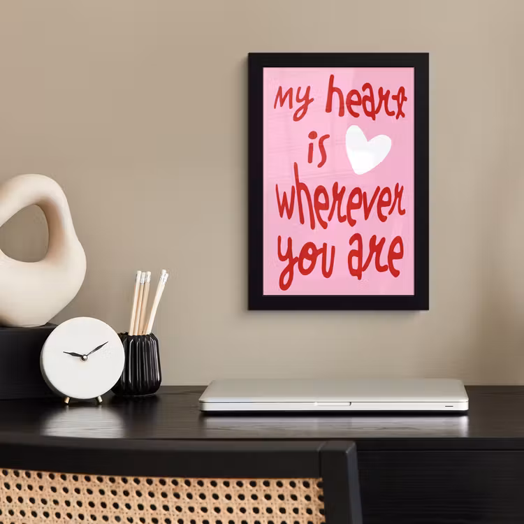 Poster met lijst - Valentijn - Hart - Liefde - Roze — 3