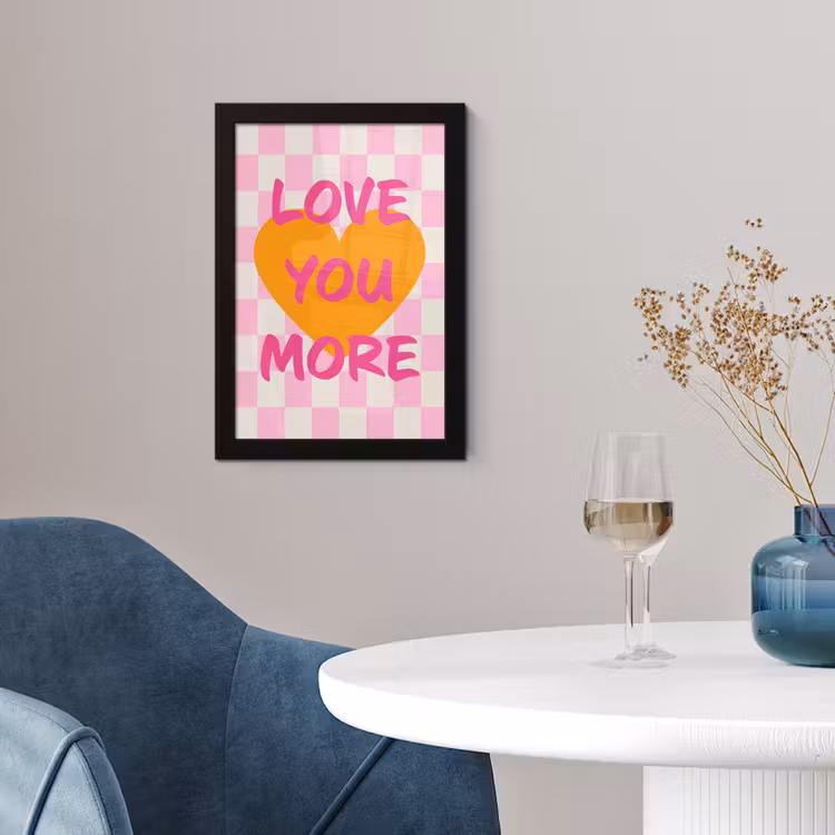 Poster met lijst - Valentijn - Love - Roze - Oranje — 2