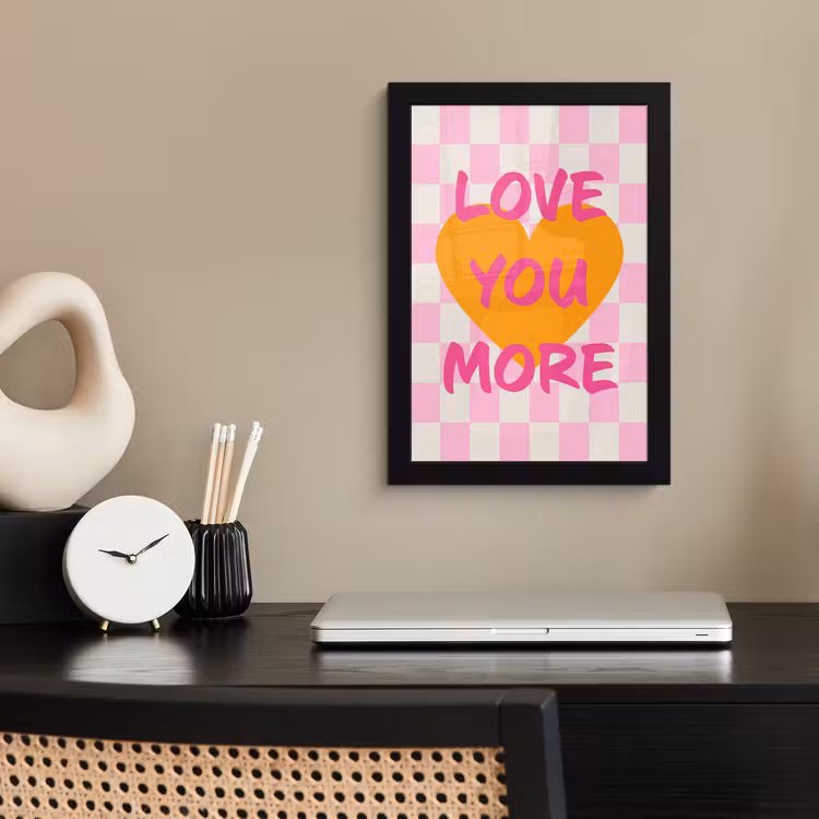 Poster met lijst - Valentijn - Love - Roze - Oranje — 3