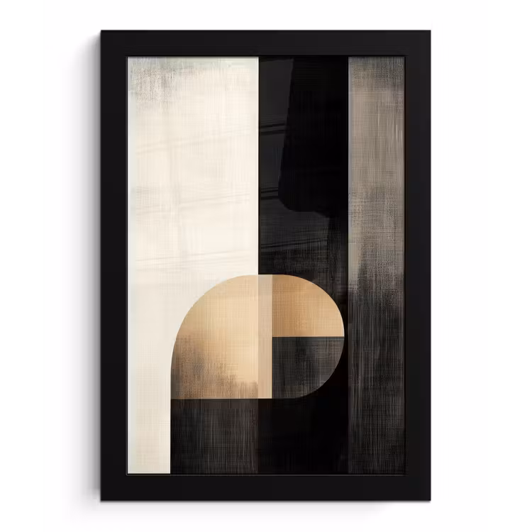 Poster met lijst - Vormen - Modern - Zwart — 1