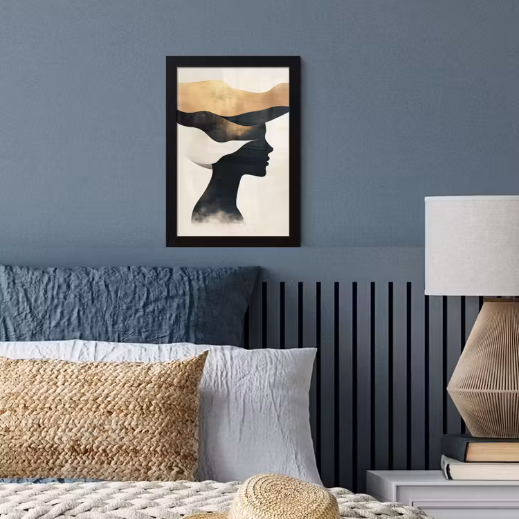 Poster met lijst - Vrouw - Golven - Zwart — 4