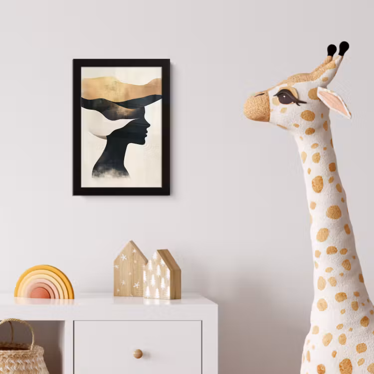 Poster met lijst - Vrouw - Golven - Zwart — 5