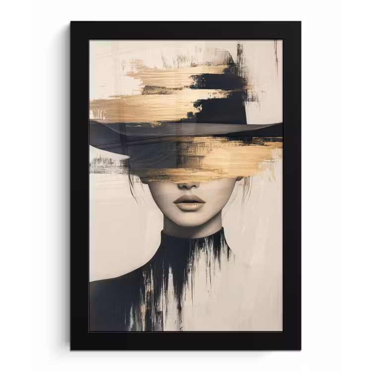 Poster met lijst - Vrouw - Hoed - Verf — 1