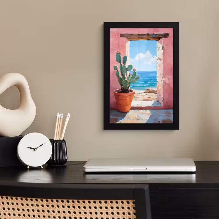 Poster met lijst - Zee - Roze - Cactus — 3