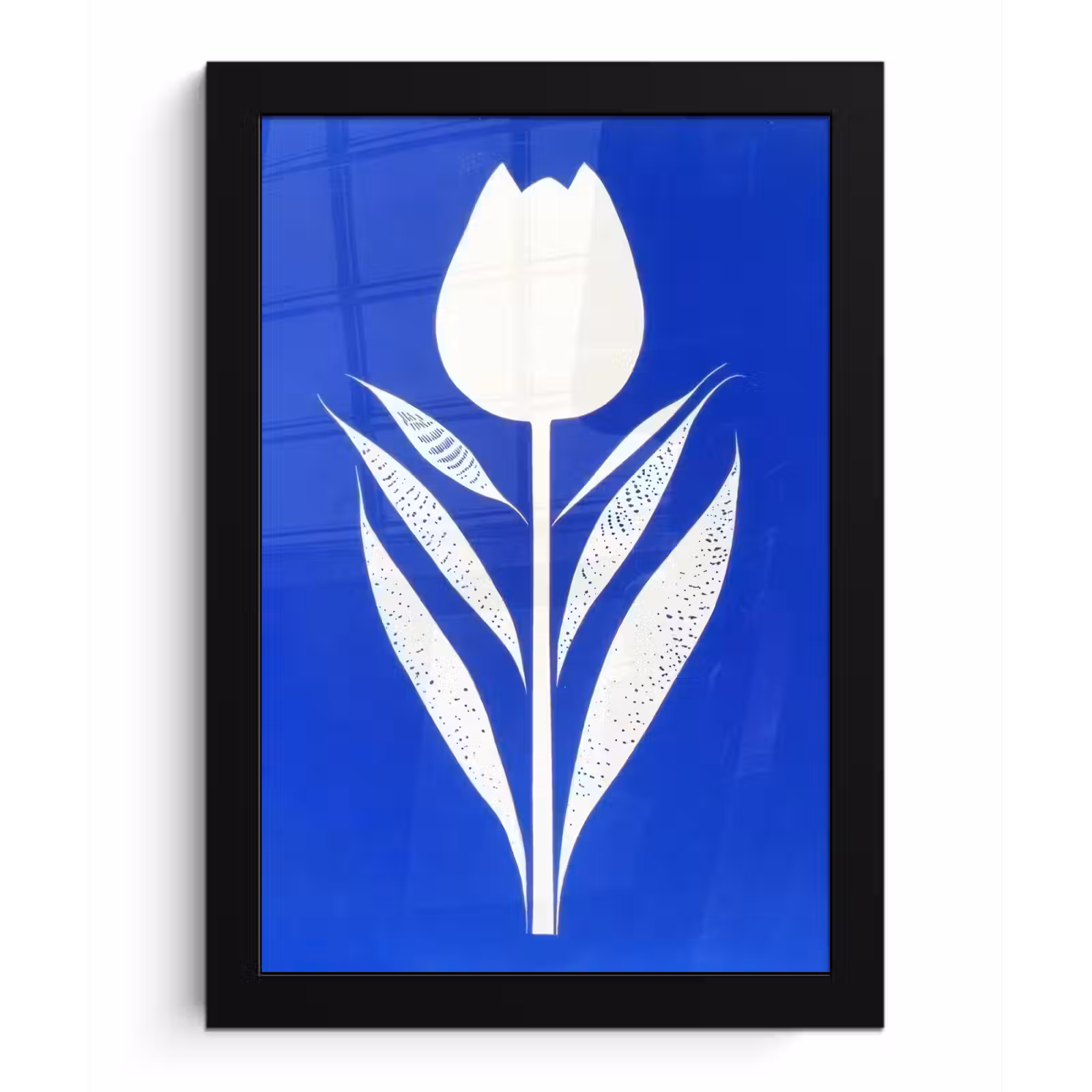 Poster met lijst - Tulp - Minimalistisch - Bladeren - Wit — 1