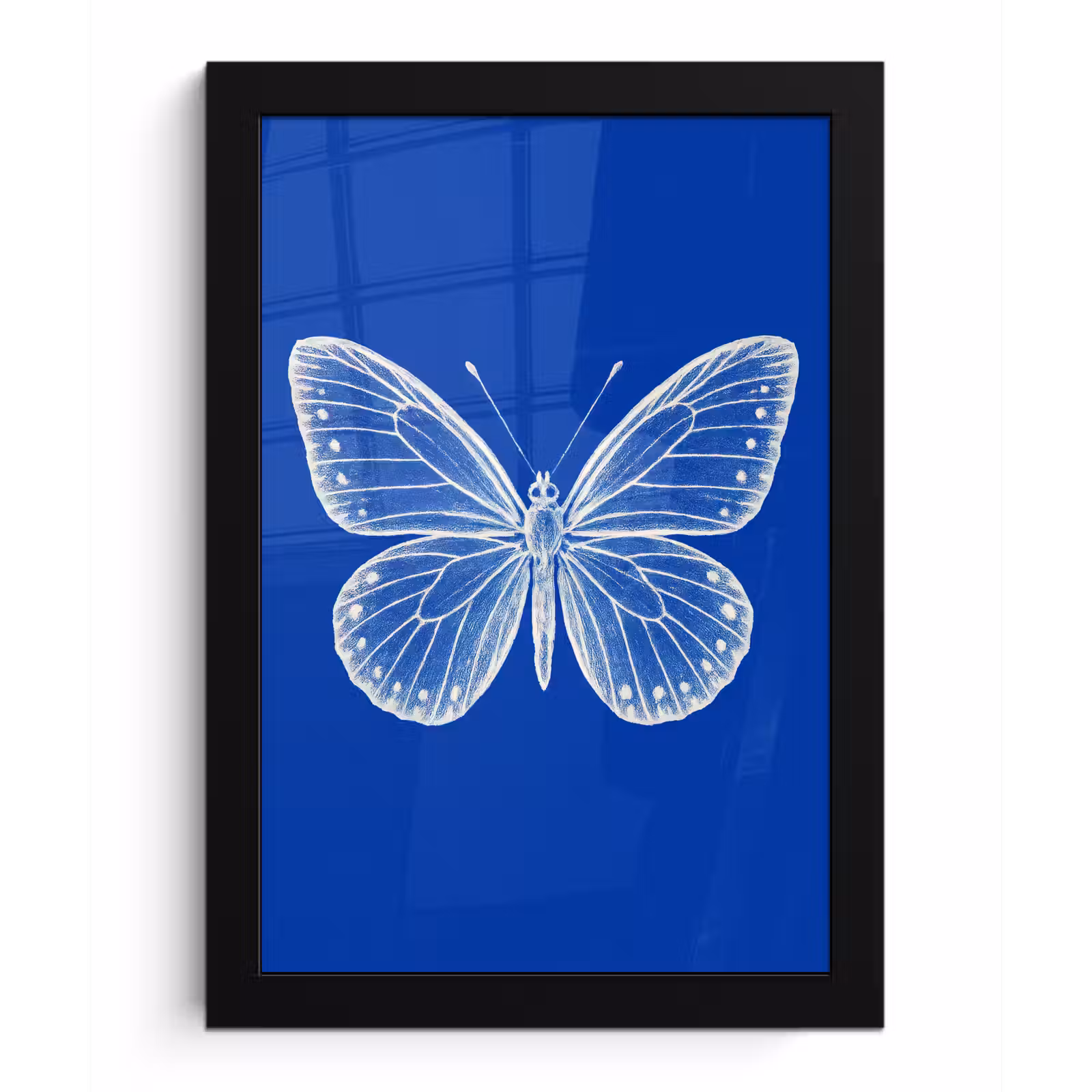 Poster met lijst - Vlinder - Wit - Getekend - Stippen — 1