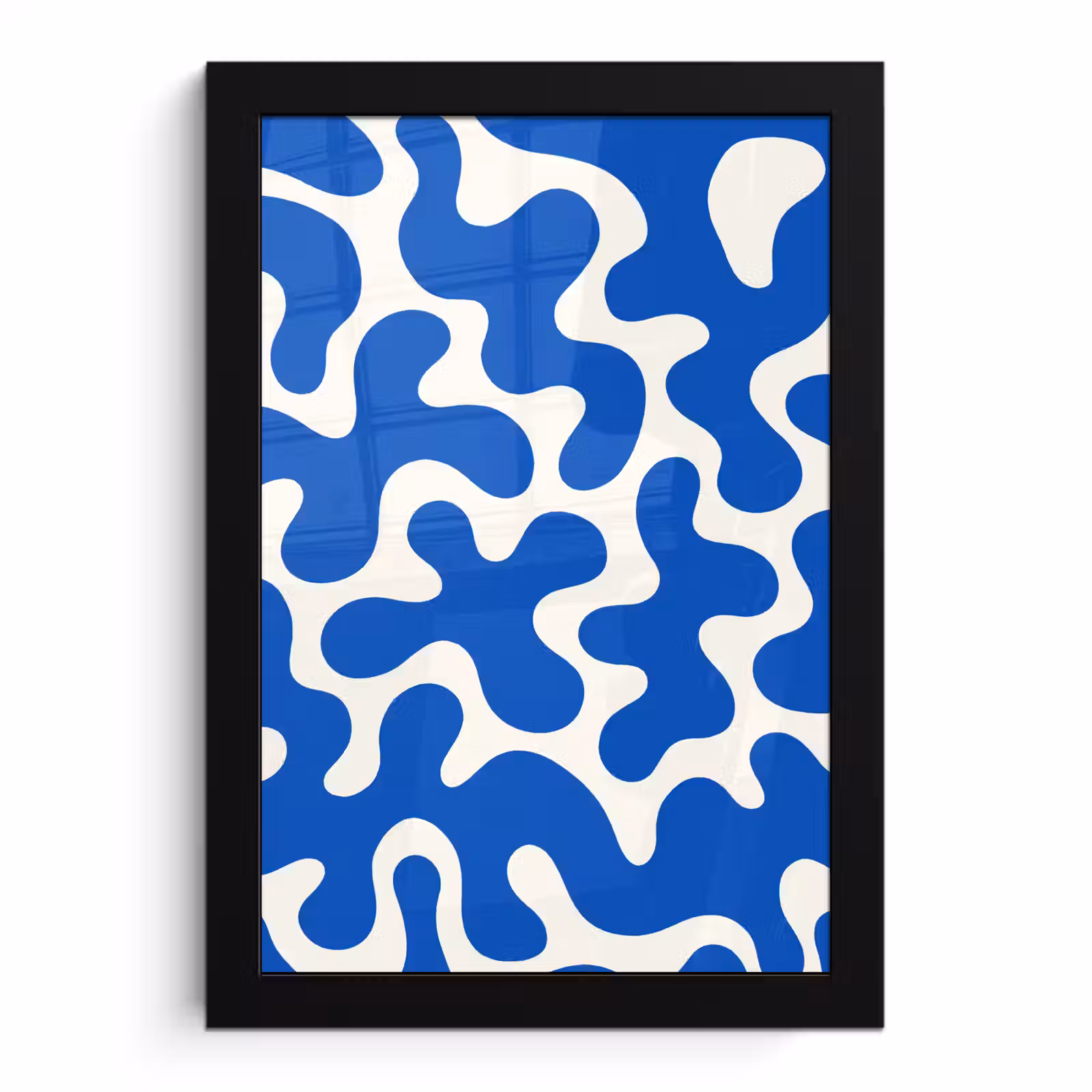 Poster met lijst - Vormen - Abstract - Blauw - Golven — 1