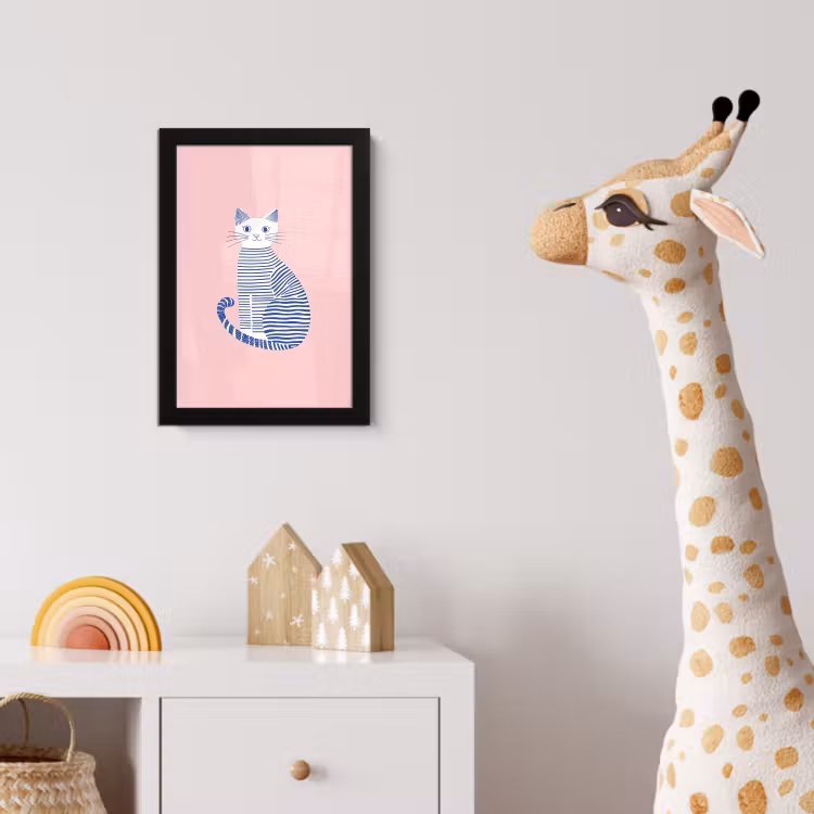 Poster met lijst - Kat - Illustratie - Minimalistisch - Roze — 5