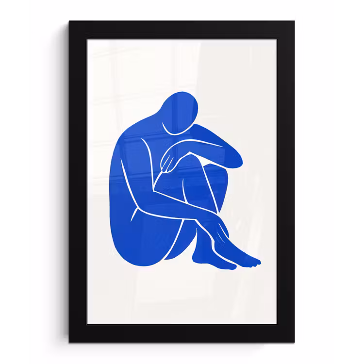 Poster met lijst - Lichaam - Abstract - Blauw — 1