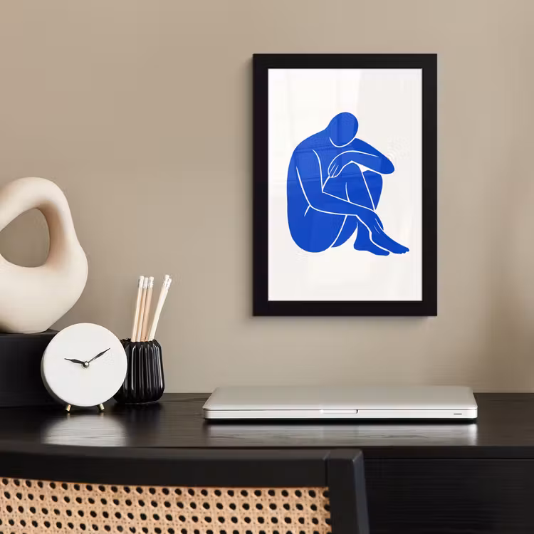 Poster met lijst - Lichaam - Abstract - Blauw — 3
