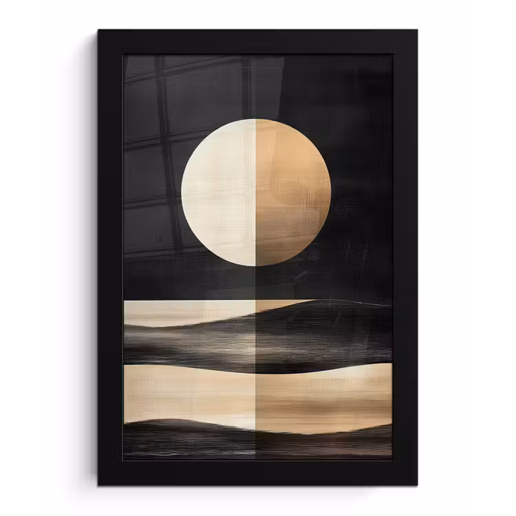 Poster met lijst - Maan - Cirkel - Goud — 1
