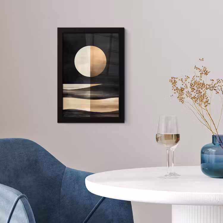 Poster met lijst - Maan - Cirkel - Goud — 2