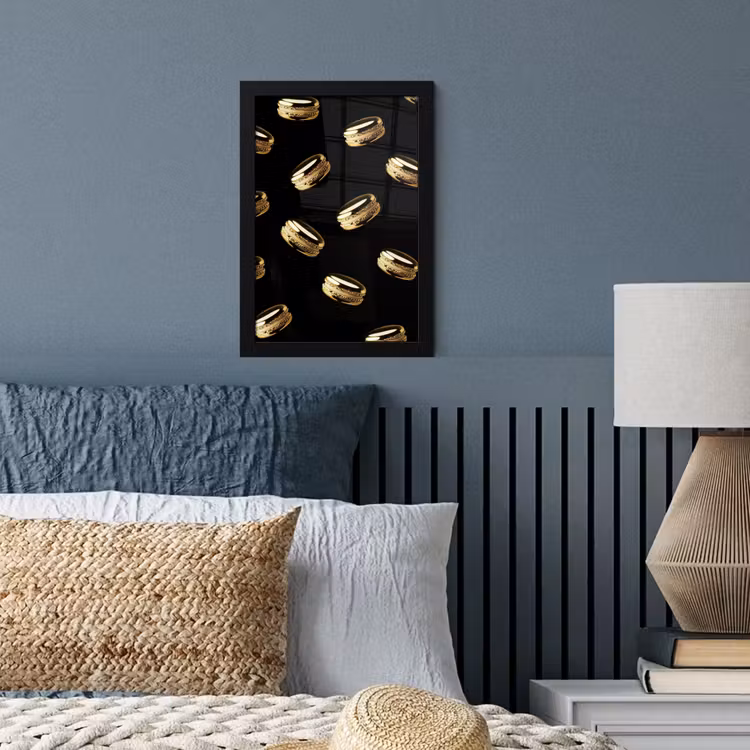 Poster met lijst - Macarons - Patroon - Goud - Zwart — 4