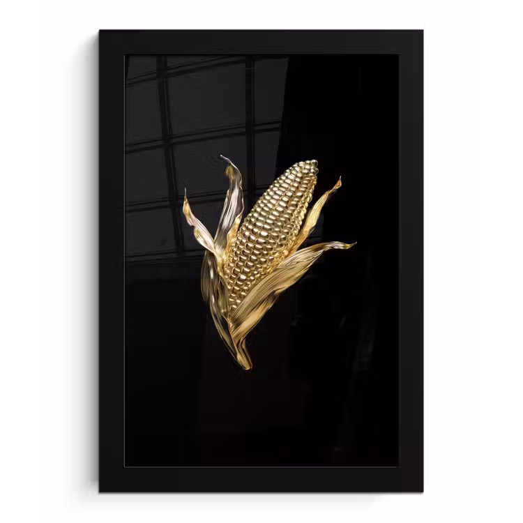 Poster met lijst - Mais - Eten - Goud - Zwart — 1