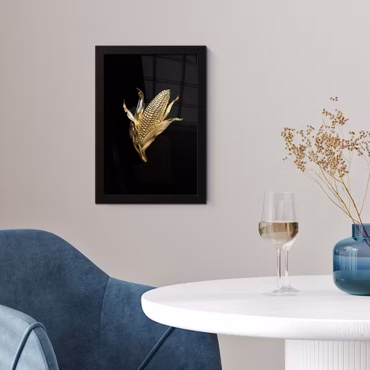 Poster met lijst - Mais - Eten - Goud - Zwart — 2