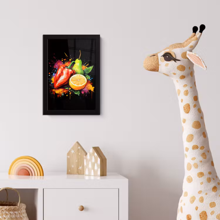 Poster met lijst - Paprika - Peer - Citroen - Graffiti - Verf - Abstract — 5