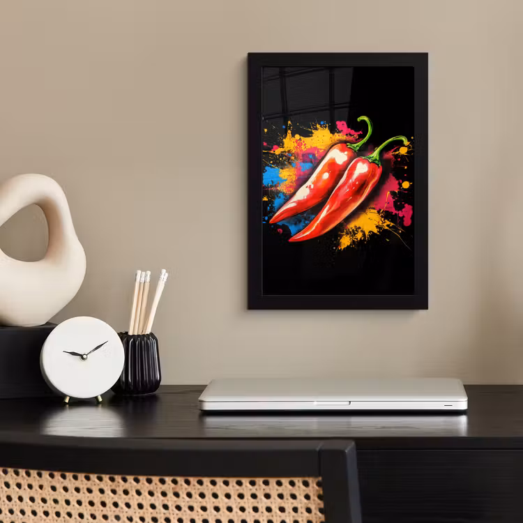 Poster met lijst - Peper - Graffiti - Verf - Abstract - Modern - Kleurrijk — 3