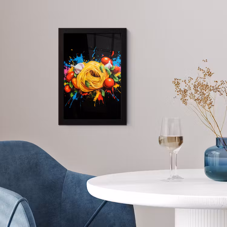 Poster met lijst - Spaghetti - Graffiti - Verf - Kleurrijk - Eten - Modern — 2