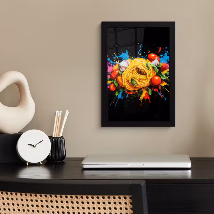 Poster met lijst - Spaghetti - Graffiti - Verf - Kleurrijk - Eten - Modern — 3