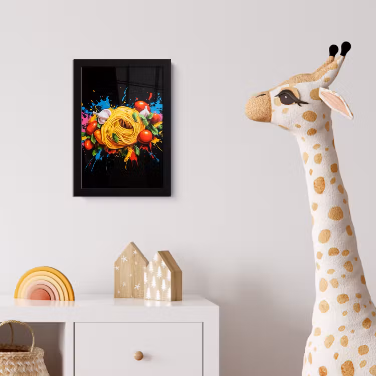 Poster met lijst - Spaghetti - Graffiti - Verf - Kleurrijk - Eten - Modern — 5